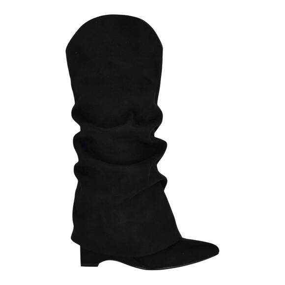 Nine West Women's Amazin Pointy Toe Slouchy Cuffed Knee High Boots Black Size 6 - Picture 2 of 4
